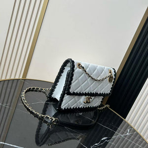 Chanel Small Flap Bag Lambskin Braided Calfskin & Gold-Tone Metal AS2496 White - Default Title - View 2