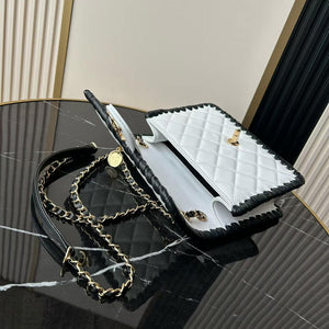 Chanel Small Flap Bag Lambskin Braided Calfskin & Gold-Tone Metal AS2496 White - Default Title - View 7