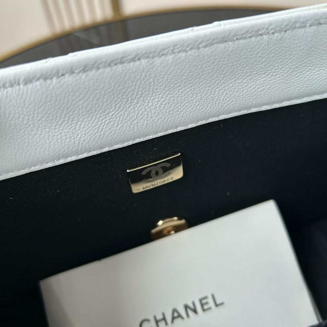 Chanel Small Flap Bag Lambskin Braided Calfskin & Gold-Tone Metal AS2496 White - Default Title - View 9