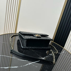 Chanel Small Flap Bag Lambskin Braided Calfskin & Gold-Tone Metal AS2496 Black - Default Title - View 3