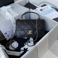 Chanel Small Flap Bag With top Handle Calfskin CC AS2680 Black - Default Title - View 1