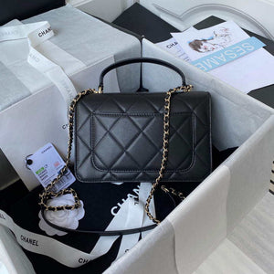 Chanel Small Flap Bag With top Handle Calfskin CC AS2680 Black - Default Title - View 2
