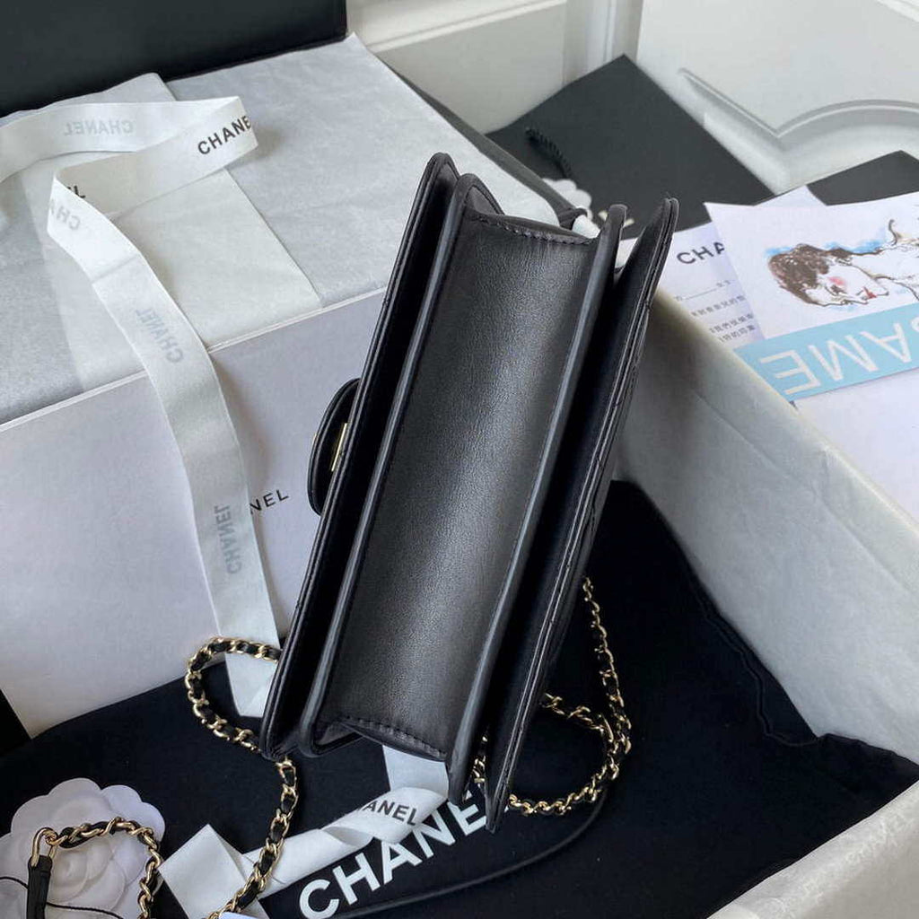 Chanel Small Flap Bag With top Handle Calfskin CC AS2680 Black