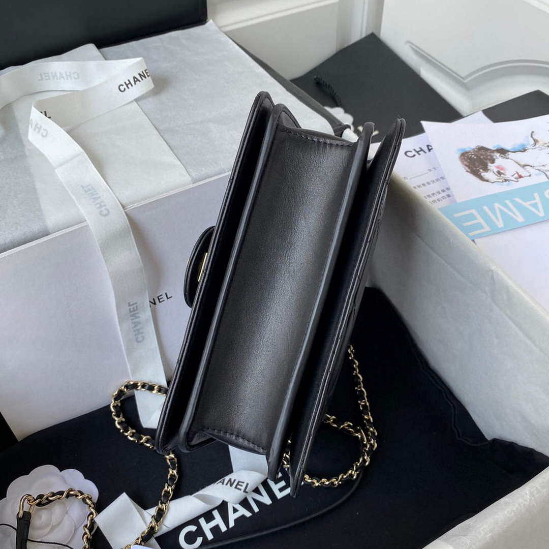 Chanel Small Flap Bag With top Handle Calfskin CC AS2680 Black - Default Title - View 5