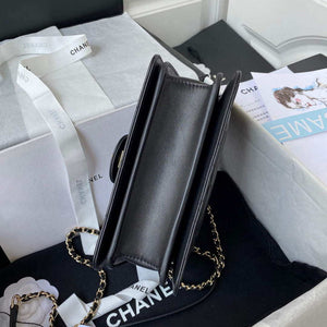Chanel Small Flap Bag With top Handle Calfskin CC AS2680 Black - Default Title - View 5