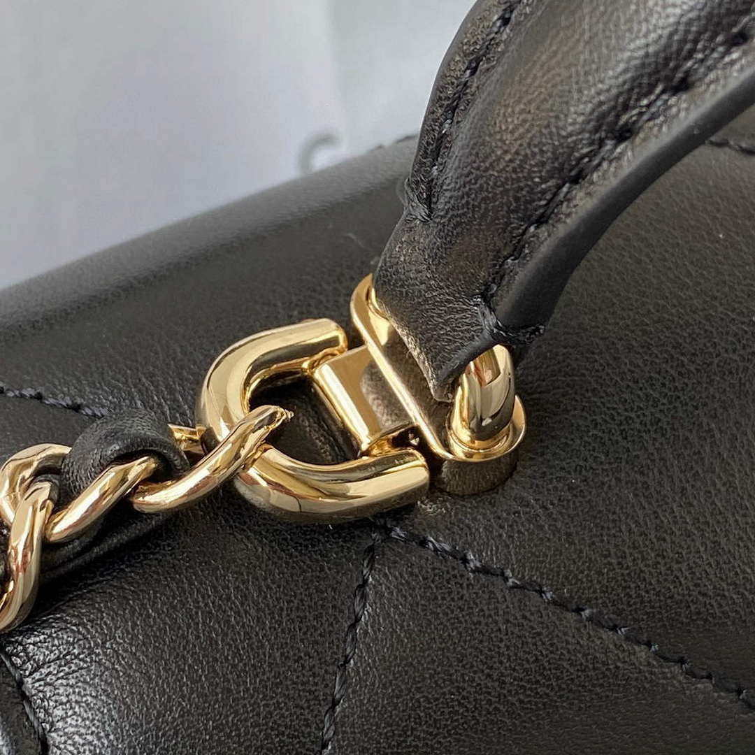 Chanel Small Flap Bag With top Handle Calfskin CC AS2680 Black - Default Title - View 6