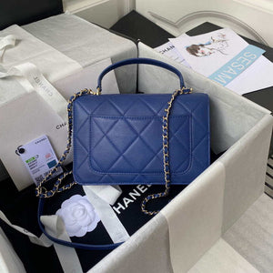 Chanel Small Flap Bag With top Handle Calfskin CC AS2680 Blue - Default Title - View 2