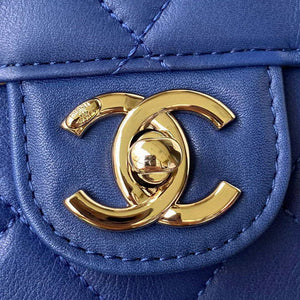 Chanel Small Flap Bag With top Handle Calfskin CC AS2680 Blue - Default Title - View 3