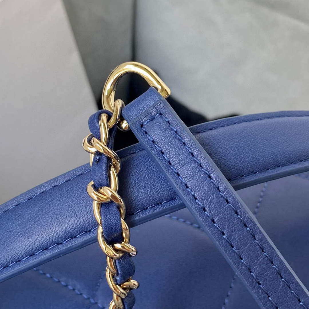 Chanel Small Flap Bag With top Handle Calfskin CC AS2680 Blue - Default Title - View 4