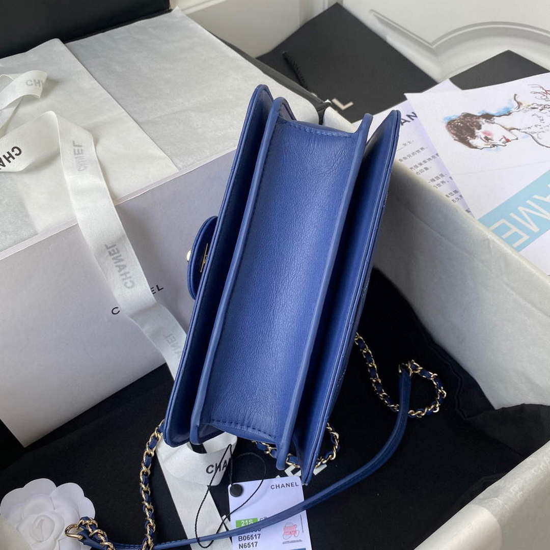 Chanel Small Flap Bag With top Handle Calfskin CC AS2680 Blue - Default Title - View 6