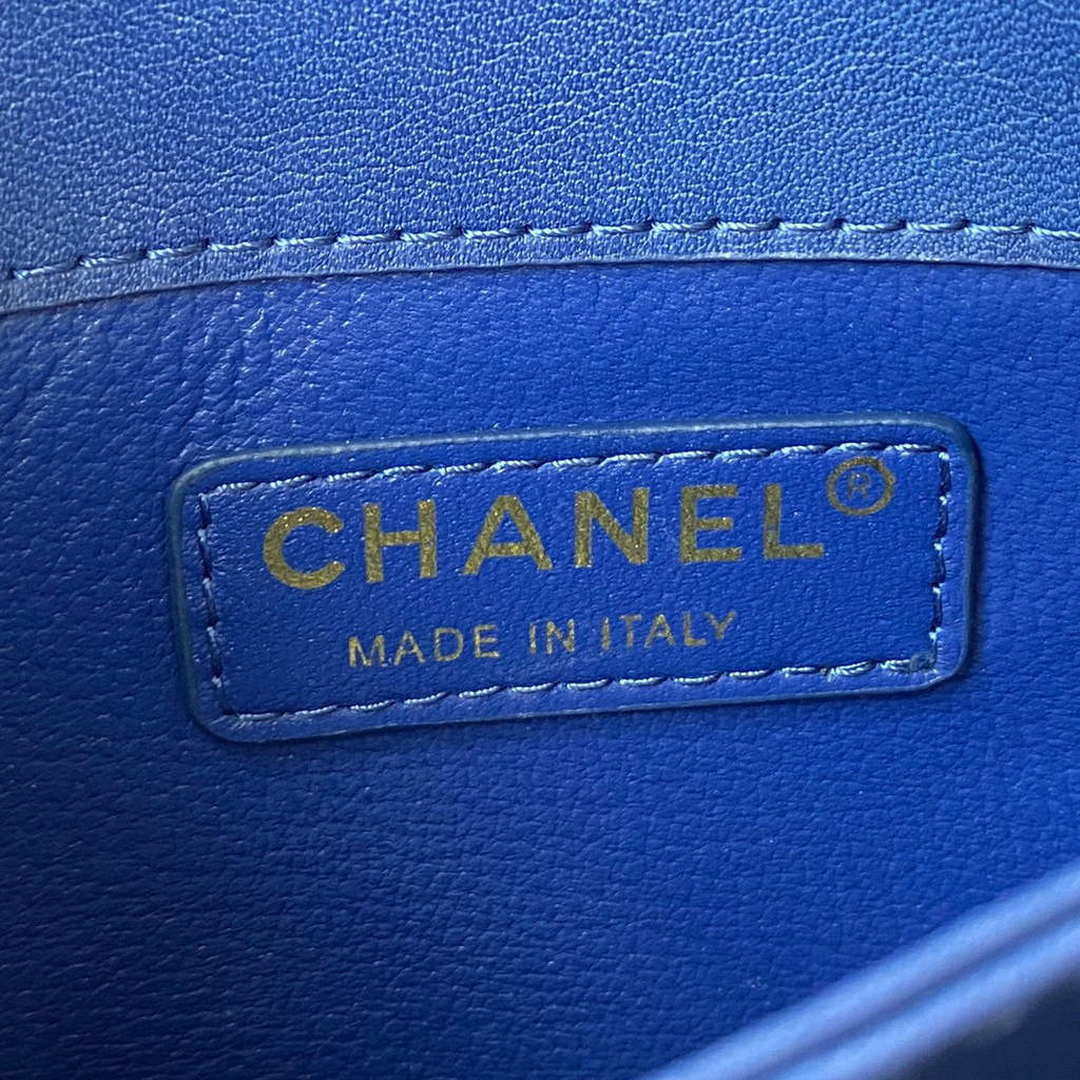 Chanel Small Flap Bag With top Handle Calfskin CC AS2680 Blue - Default Title - View 8