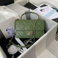 Chanel Small Flap Bag With top Handle Calfskin CC AS2680 Green - Default Title - View 1