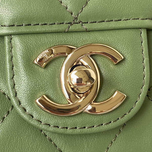 Chanel Small Flap Bag With top Handle Calfskin CC AS2680 Green - Default Title - View 3