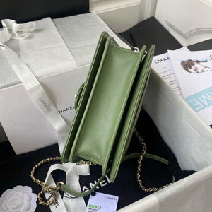 Chanel Small Flap Bag With top Handle Calfskin CC AS2680 Green - Default Title - View 6