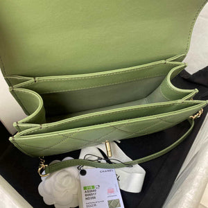 Chanel Small Flap Bag With top Handle Calfskin CC AS2680 Green - Default Title - View 7