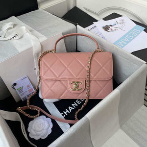 Chanel Small Flap Bag With top Handle Calfskin CC AS2680 Pink - Default Title - View 1