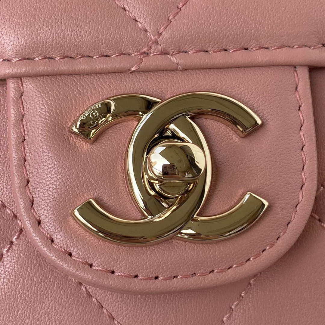 Chanel Small Flap Bag With top Handle Calfskin CC AS2680 Pink - Default Title - View 3