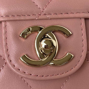 Chanel Small Flap Bag With top Handle Calfskin CC AS2680 Pink - Default Title - View 3