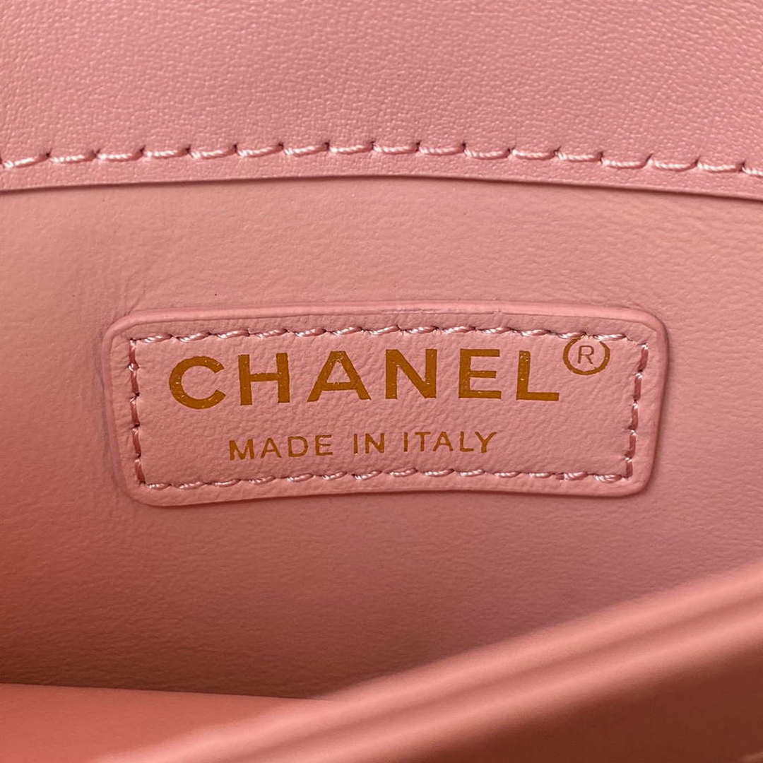 Chanel Small Flap Bag With top Handle Calfskin CC AS2680 Pink
