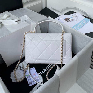 Chanel Small Flap Bag With top Handle Calfskin CC AS2680 White - Default Title - View 2