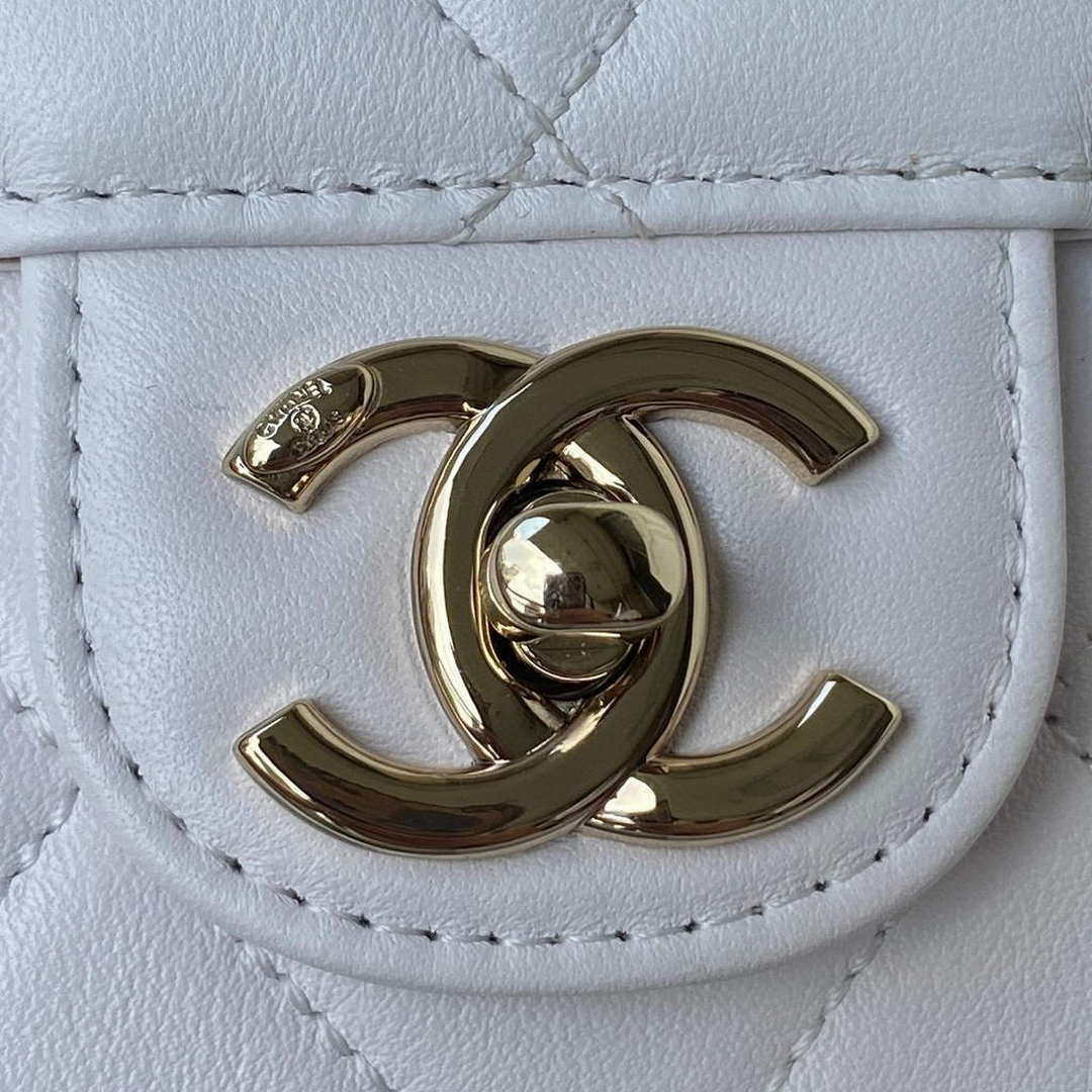 Chanel Small Flap Bag With top Handle Calfskin CC AS2680 White - Default Title - View 3