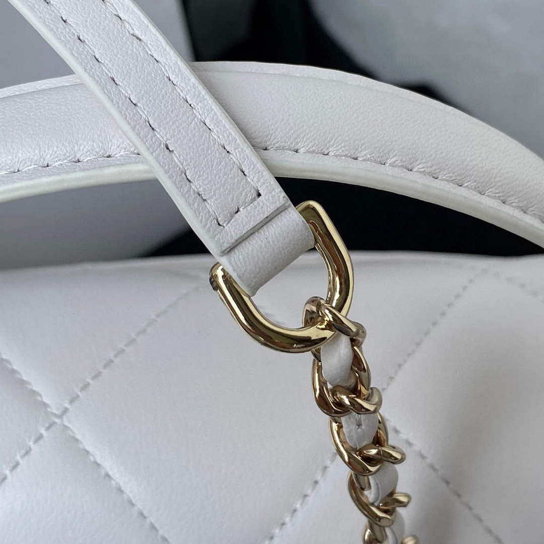 Chanel Small Flap Bag With top Handle Calfskin CC AS2680 White - Default Title - View 4