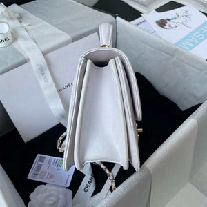 Chanel Small Flap Bag With top Handle Calfskin CC AS2680 White - Default Title - View 5
