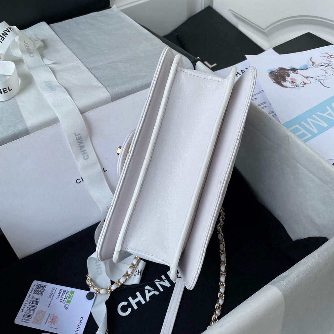 Chanel Small Flap Bag With top Handle Calfskin CC AS2680 White - Default Title - View 6