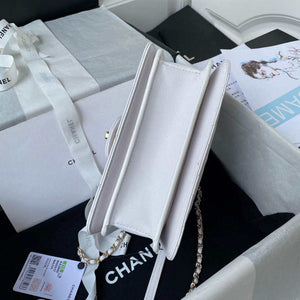 Chanel Small Flap Bag With top Handle Calfskin CC AS2680 White - Default Title - View 6