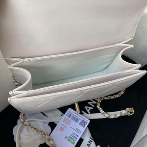 Chanel Small Flap Bag With top Handle Calfskin CC AS2680 White - Default Title - View 7
