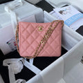 Chanel Small Hobo Bag Grained Calfskin Gold AS3223 Pink - Default Title - View 1
