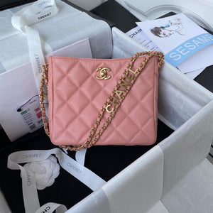 Chanel Small Hobo Bag Grained Calfskin Gold AS3223 Pink - Default Title - View 1