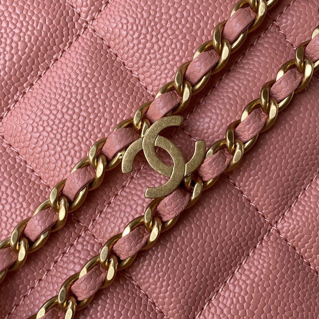 Chanel Small Hobo Bag Grained Calfskin Gold AS3223 Pink