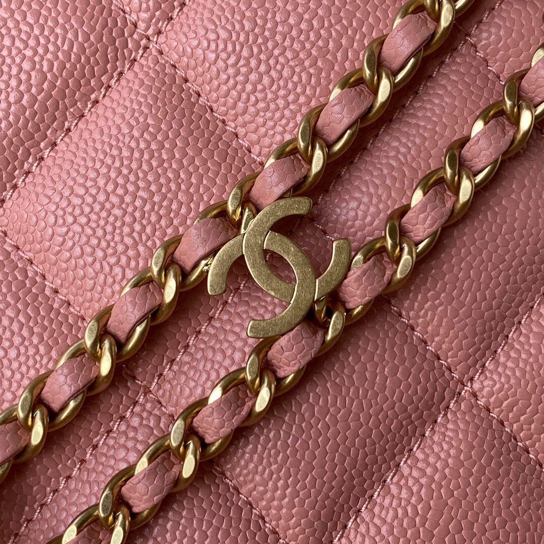 Chanel Small Hobo Bag Grained Calfskin Gold AS3223 Pink