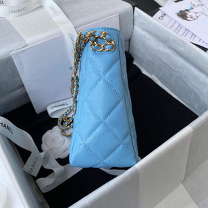 Chanel Small Hobo Bag Grained Calfskin Gold AS3223 Blue - Default Title - View 6