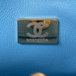 Chanel Small Hobo Bag Grained Calfskin Gold AS3223 Blue - Default Title - View 9