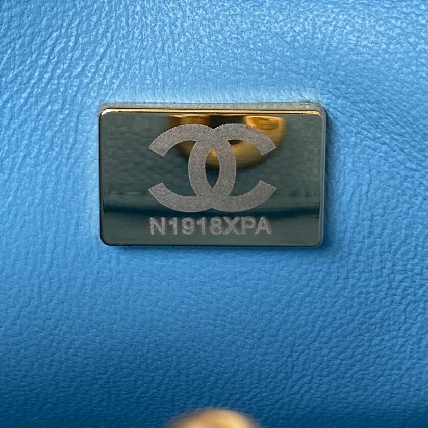 Chanel Small Hobo Bag Grained Calfskin Gold AS3223 Blue