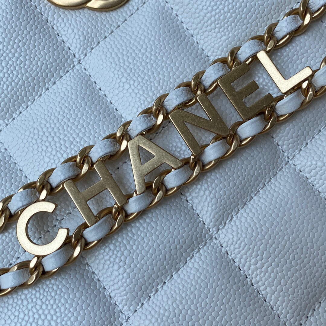 Chanel Small Hobo Bag Grained Calfskin Gold AS3223 White - Default Title - View 4