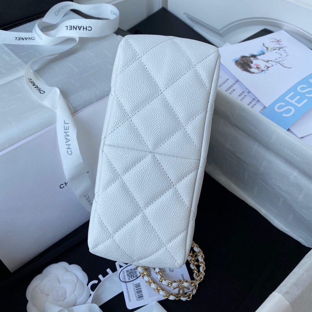 Chanel Small Hobo Bag Grained Calfskin Gold AS3223 White - Default Title - View 6