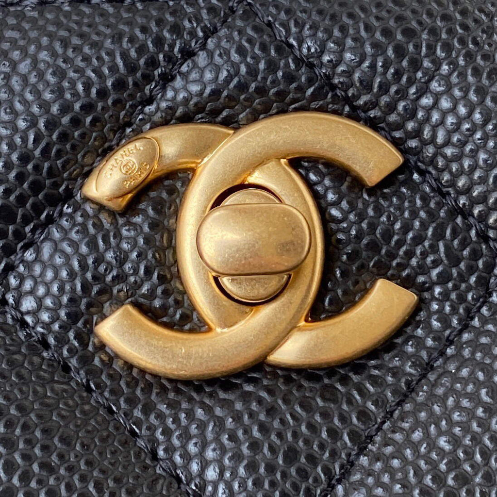 Chanel Small Hobo Bag Grained Calfskin Gold AS3223 Black