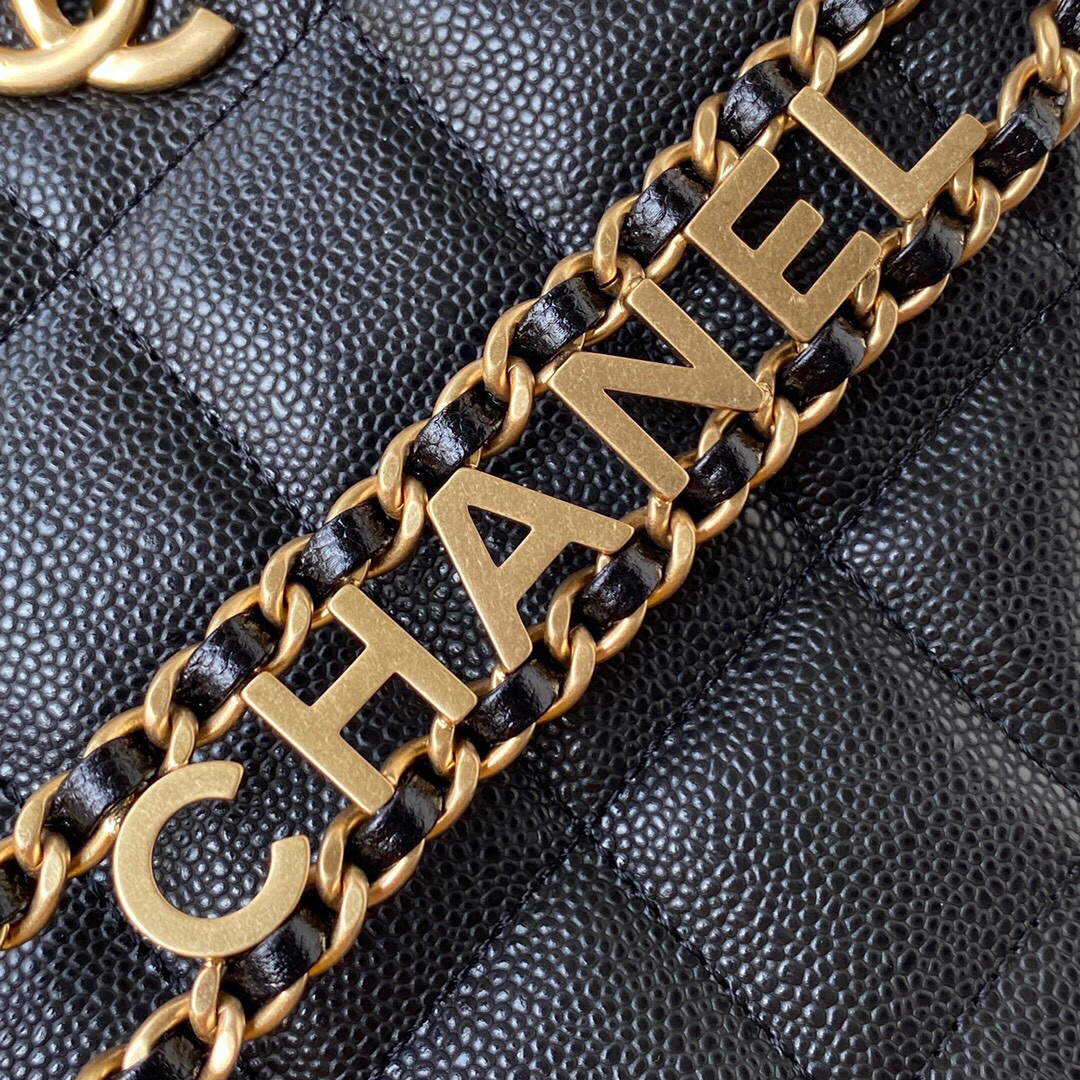 Chanel Small Hobo Bag Grained Calfskin Gold AS3223 Black - Default Title - View 4
