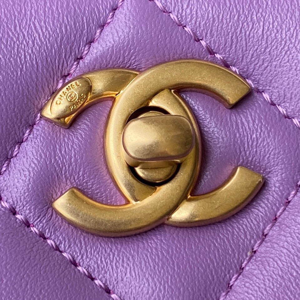 Chanel Small Hobo Bag Lambskin Gold AS3223 Purple - Default Title - View 3