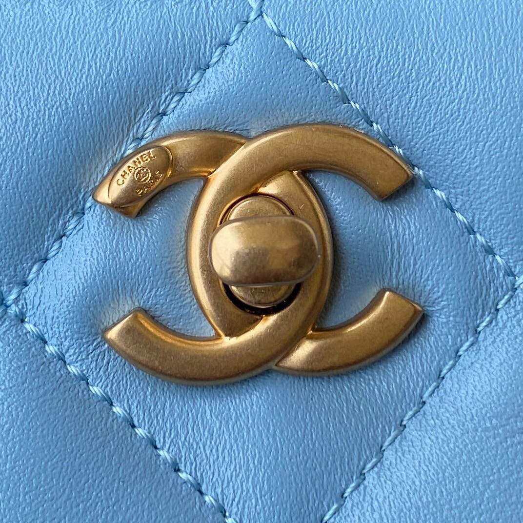 Chanel Small Hobo Bag Lambskin Gold AS3223 Blue - Default Title - View 3