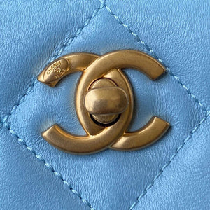 Chanel Small Hobo Bag Lambskin Gold AS3223 Blue - Default Title - View 3