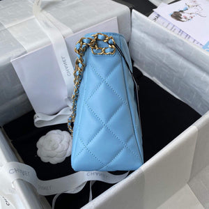 Chanel Small Hobo Bag Lambskin Gold AS3223 Blue - Default Title - View 5