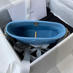 Chanel Small Hobo Bag Lambskin Gold AS3223 Blue - Default Title - View 7