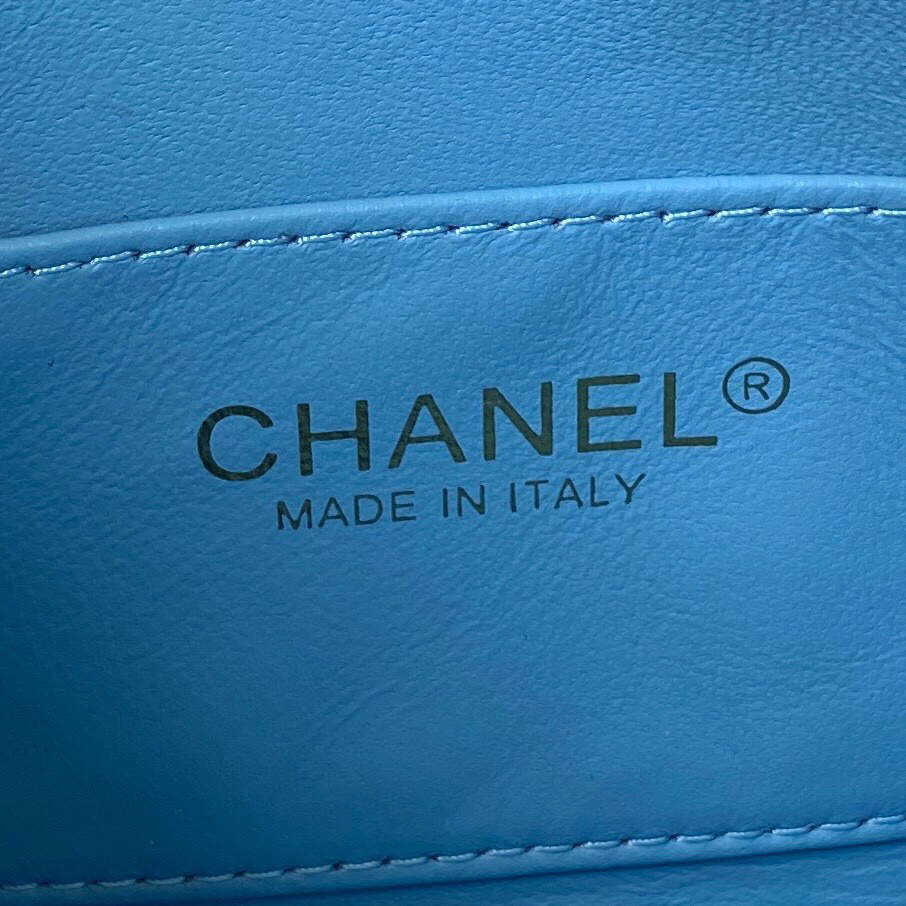 Chanel Small Hobo Bag Lambskin Gold AS3223 Blue