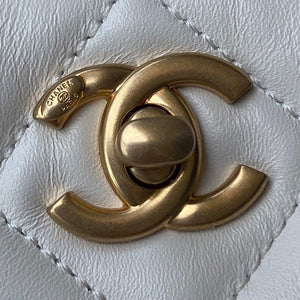 Chanel Small Hobo Bag Lambskin Gold AS3223 White - Default Title - View 3