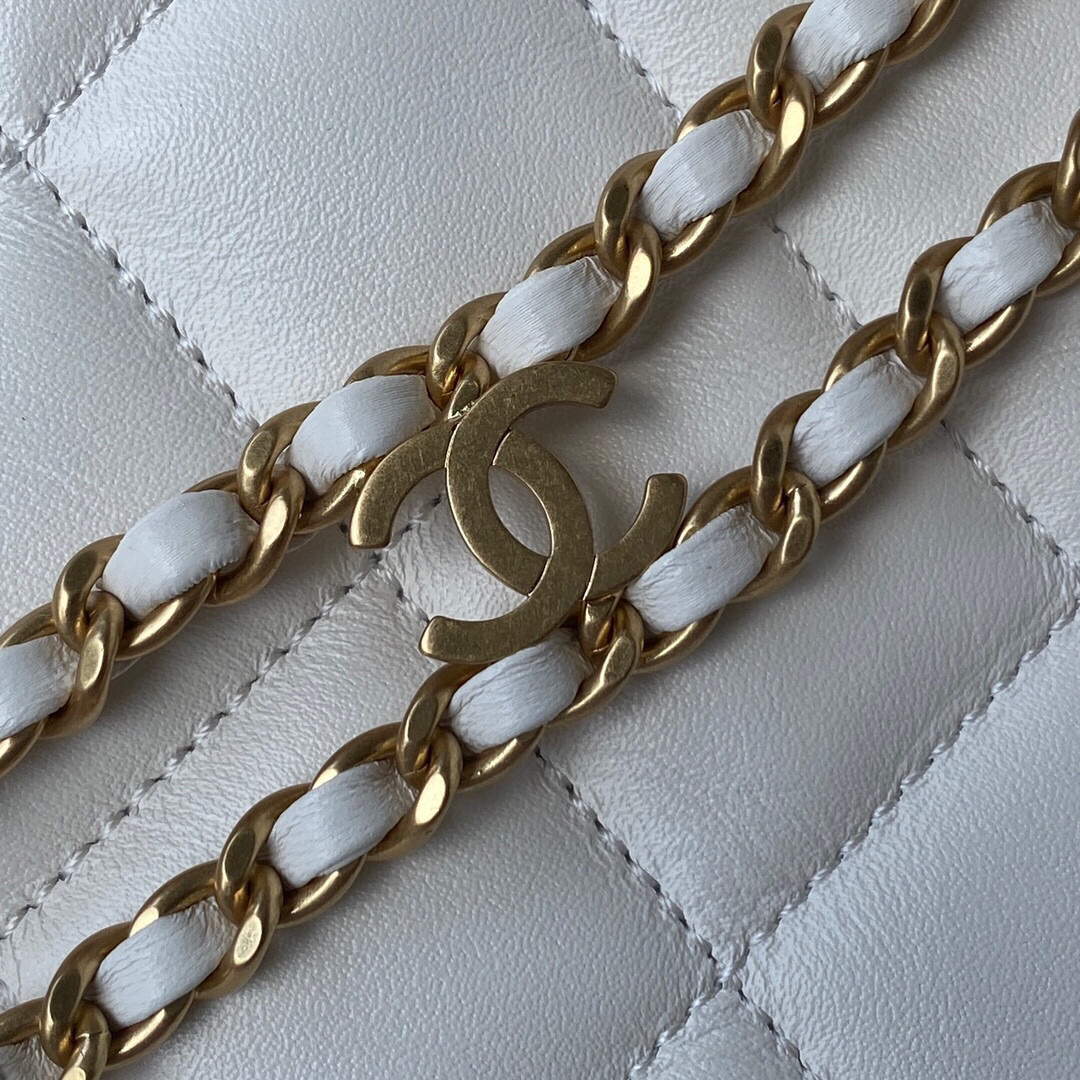 Chanel Small Hobo Bag Lambskin Gold AS3223 White - Default Title - View 5