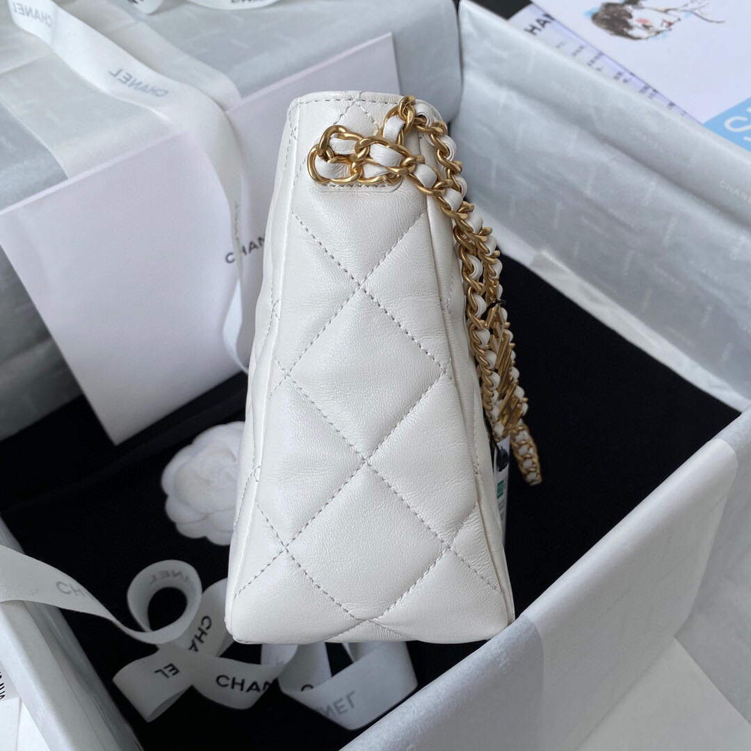 Chanel Small Hobo Bag Lambskin Gold AS3223 White - Default Title - View 6